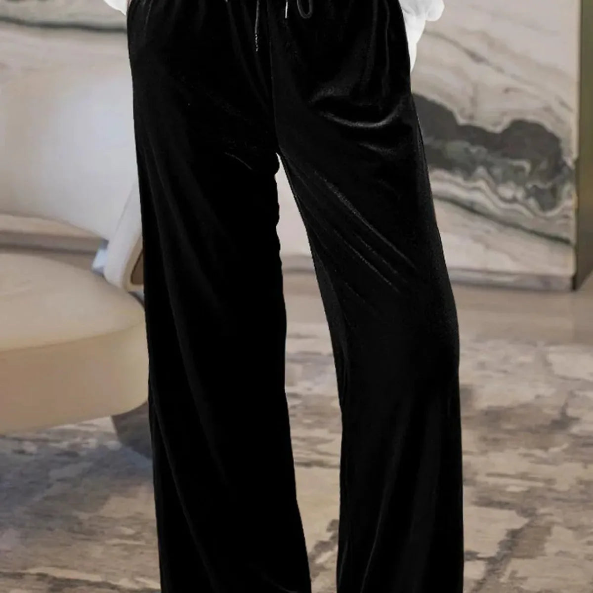 Drawstring Waist Wide Leg Active Pants — square view — Livostyle