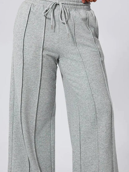 Drawstring Wide Leg Active Pants – fabric and detail close-up