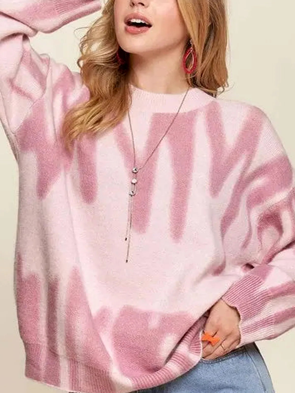 Edgy Graffiti Oversized Sweater with Drop Shoulder Design — detail view — Livostyle