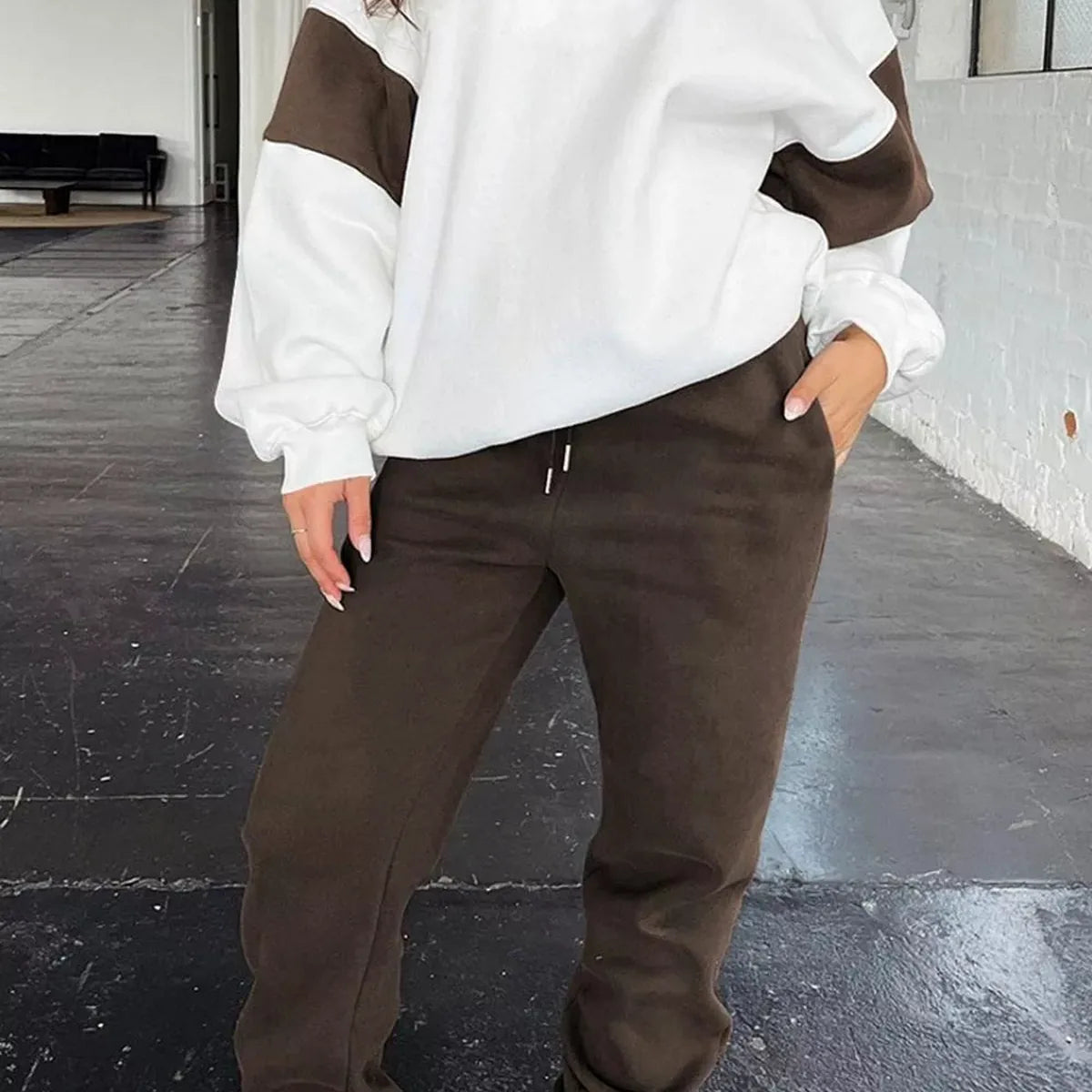 Drop Shoulder Loose Sweatshirt and Joggers Active Set – full product view – photo 2
