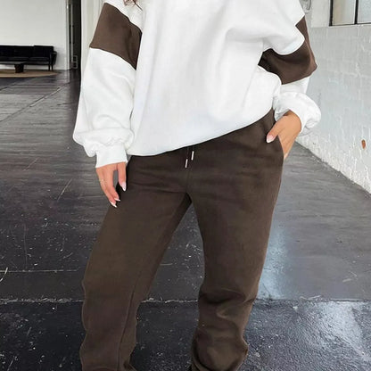 Drop Shoulder Loose Sweatshirt and Joggers Active Set – full product view