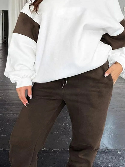Drop Shoulder Loose Sweatshirt and Joggers Active Set – fabric and detail close-up