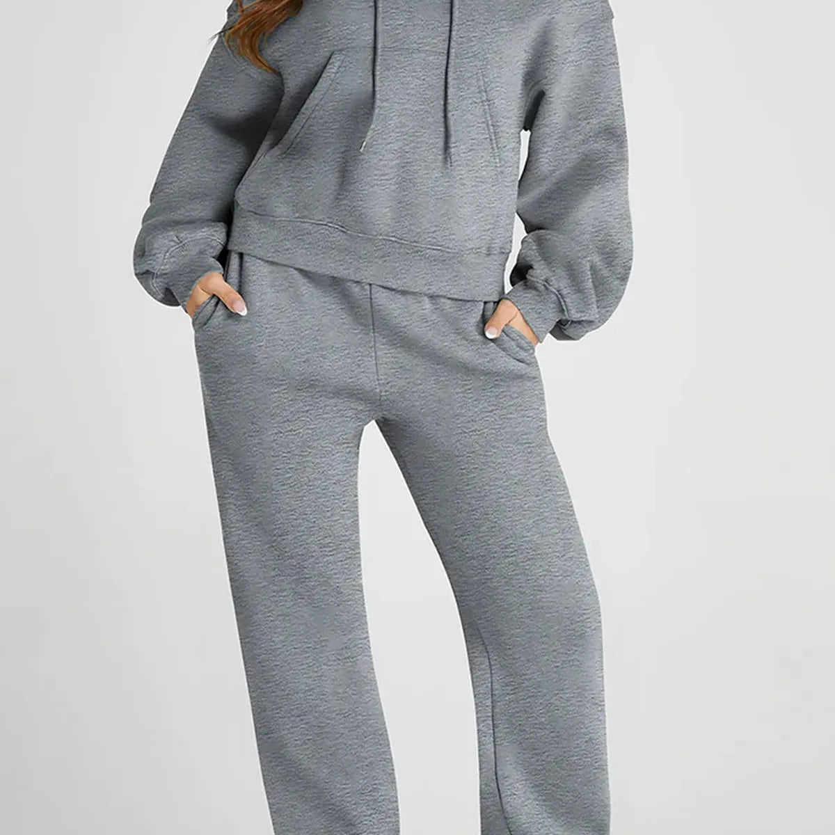 Dropped Shoulder Hooded Top and Pants Active Set — square view — Livostyle