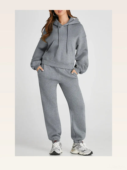 Dropped Shoulder Hooded Top and Pants Active Set — styled showcase — Livostyle