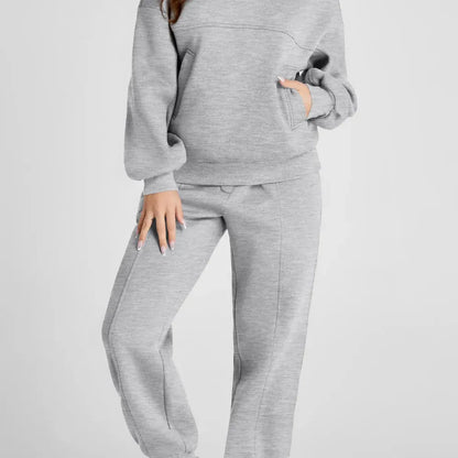 Dropped Shoulder Long Sleeve Hoodie and Pants Active Set — square view — Livostyle