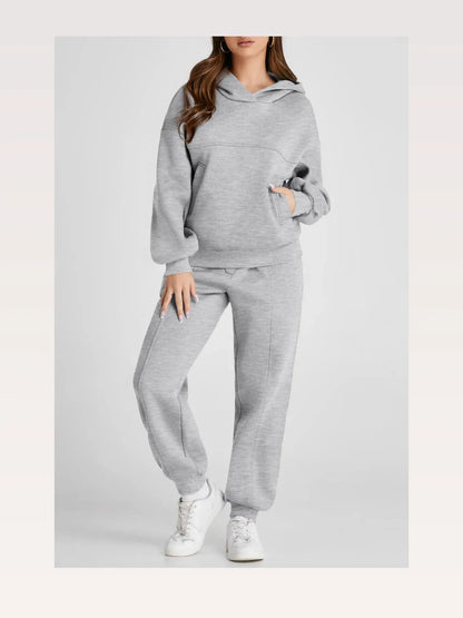 Dropped Shoulder Long Sleeve Hoodie and Pants Active Set — styled showcase — Livostyle