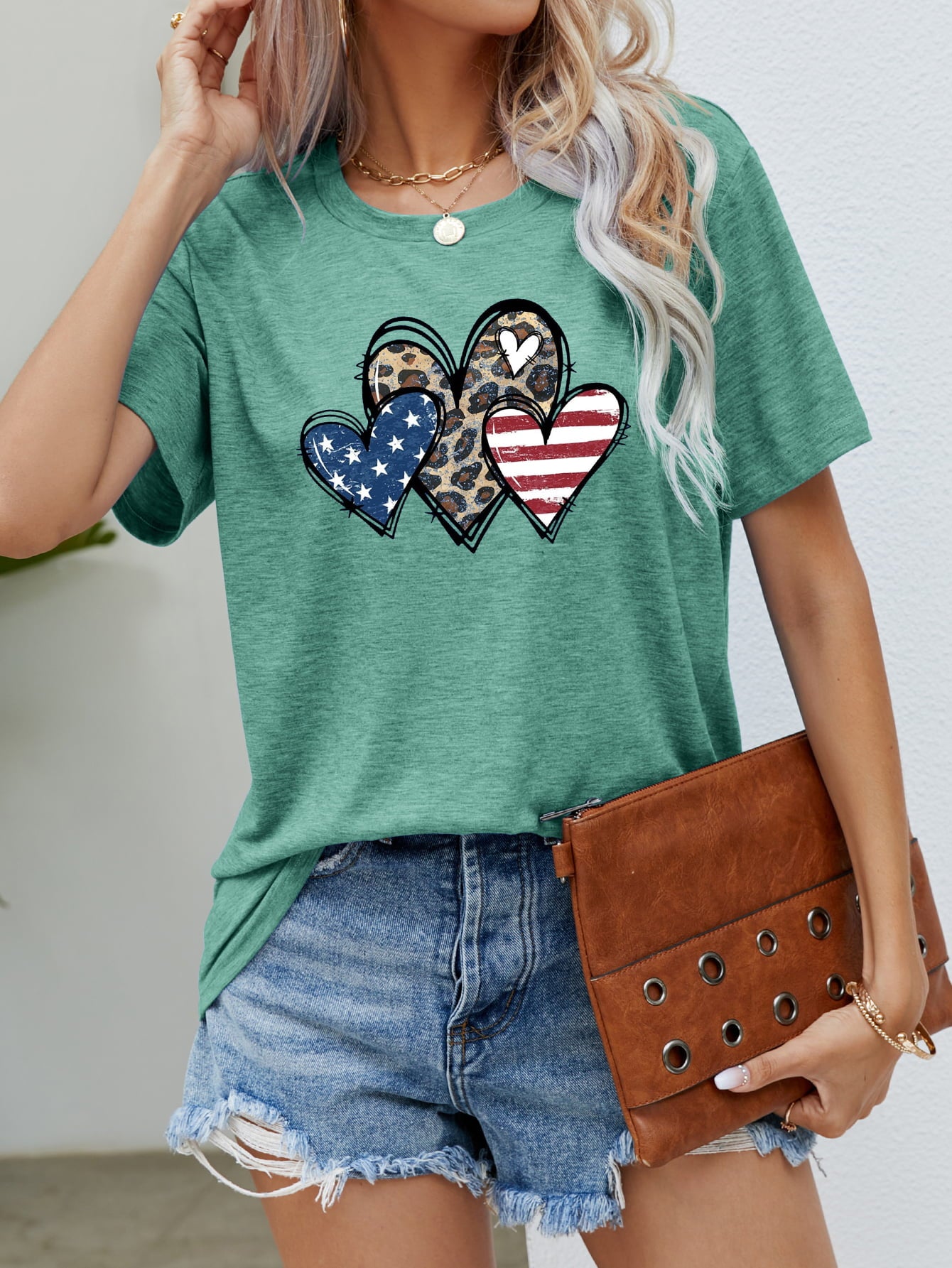 US Flag Leopard Heart Graphic Tee — Livostyle