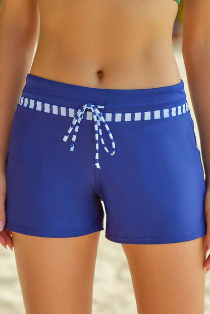 Run Contrast Drawstring Swim Bottoms in Royal Blue