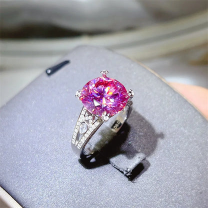 5 Carat Moissanite 925 Sterling Silver Ring — Pink Pavé — Livostyle