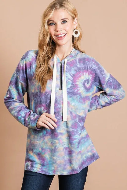 Soft & Stylish Hoodie in Brushed Tie-Dye Terry Print — Livostyle