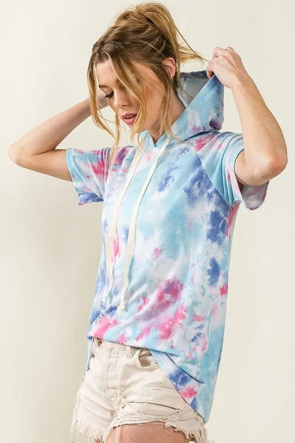 Stylish & Comfy Tie-Dye Terry Hoodie with Adjustable Drawstring — Livostyle