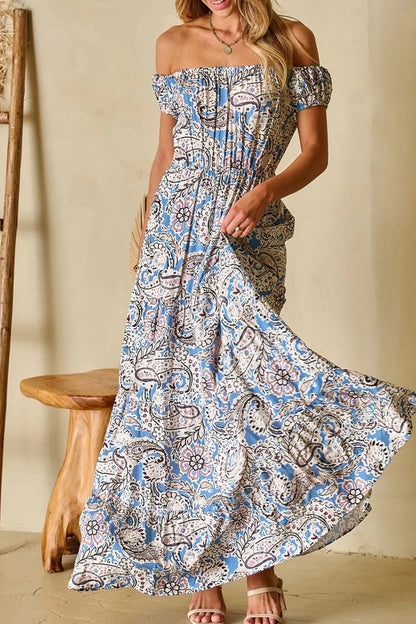 Boho Paisley Print Off-Shoulder Maxi Dress – photo 2