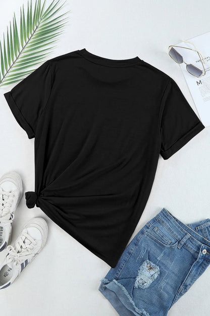 US Flag Round Neck Short Sleeve T-Shirt closeup — Livostyle