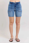 Mid Rise Bermudas Denim Shorts W/ Back Flap Pockets — Livostyle