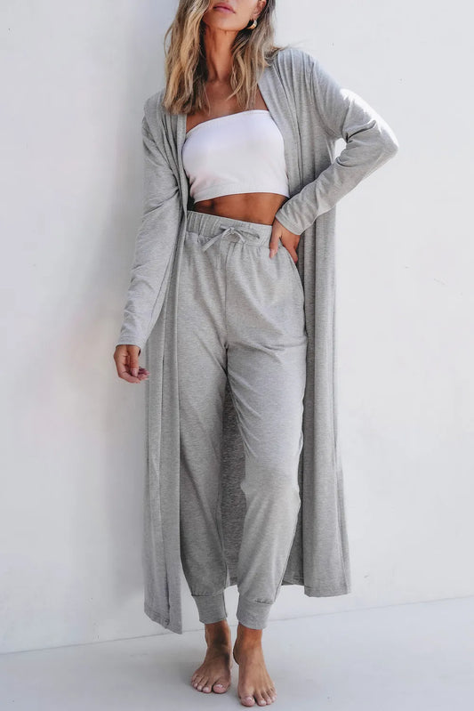 Open Front Long Sleeve Cardigan and Pants Lounge Set — Livostyle