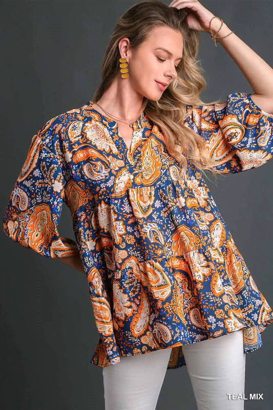 Mix Paisley Boho Tunic Blouse — Livostyle