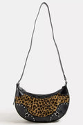 Leopard Print Half Moon Shoulder Bag in Black — Livostyle