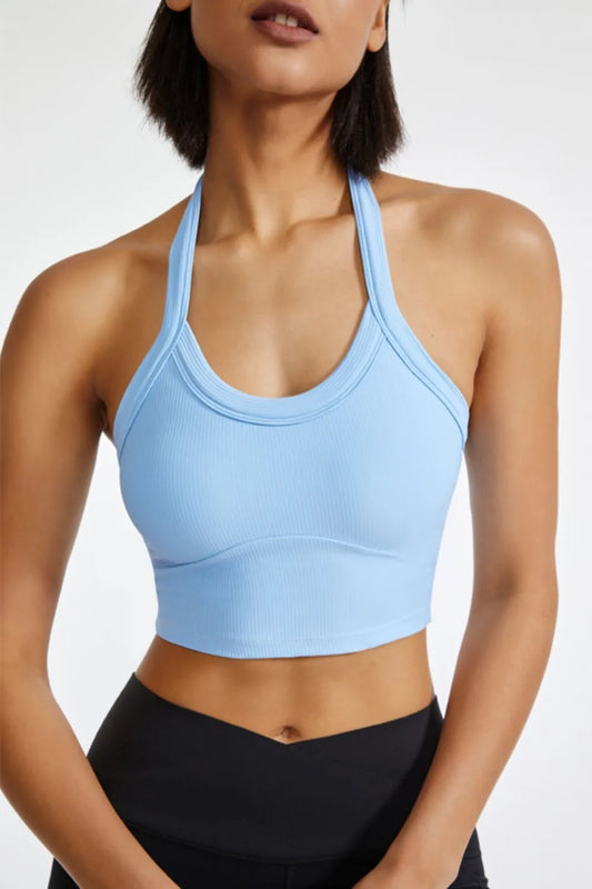 Halter Neck Active Cami in Light Blue — Livostyle