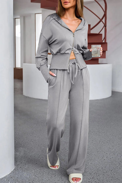 Dropped Shoulder Hoodie and Drawstring Pants Active Set — Livostyle