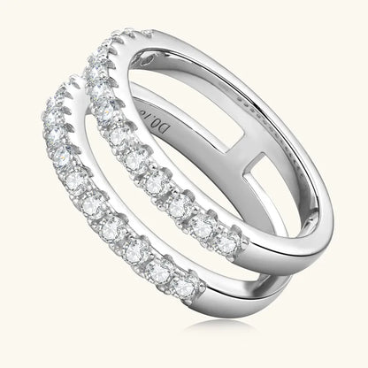 925 Sterling Silver Moissanite Double Layered Ring — Livostyle