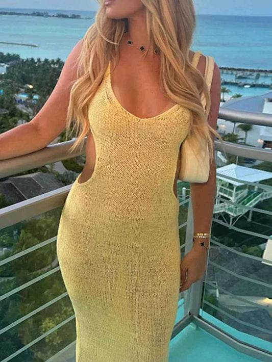 Backless Cutout Scoop Neck Cover-Up Dress