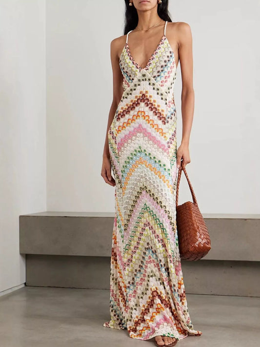 Backless Crisscross Spaghetti Strap Maxi Dress
