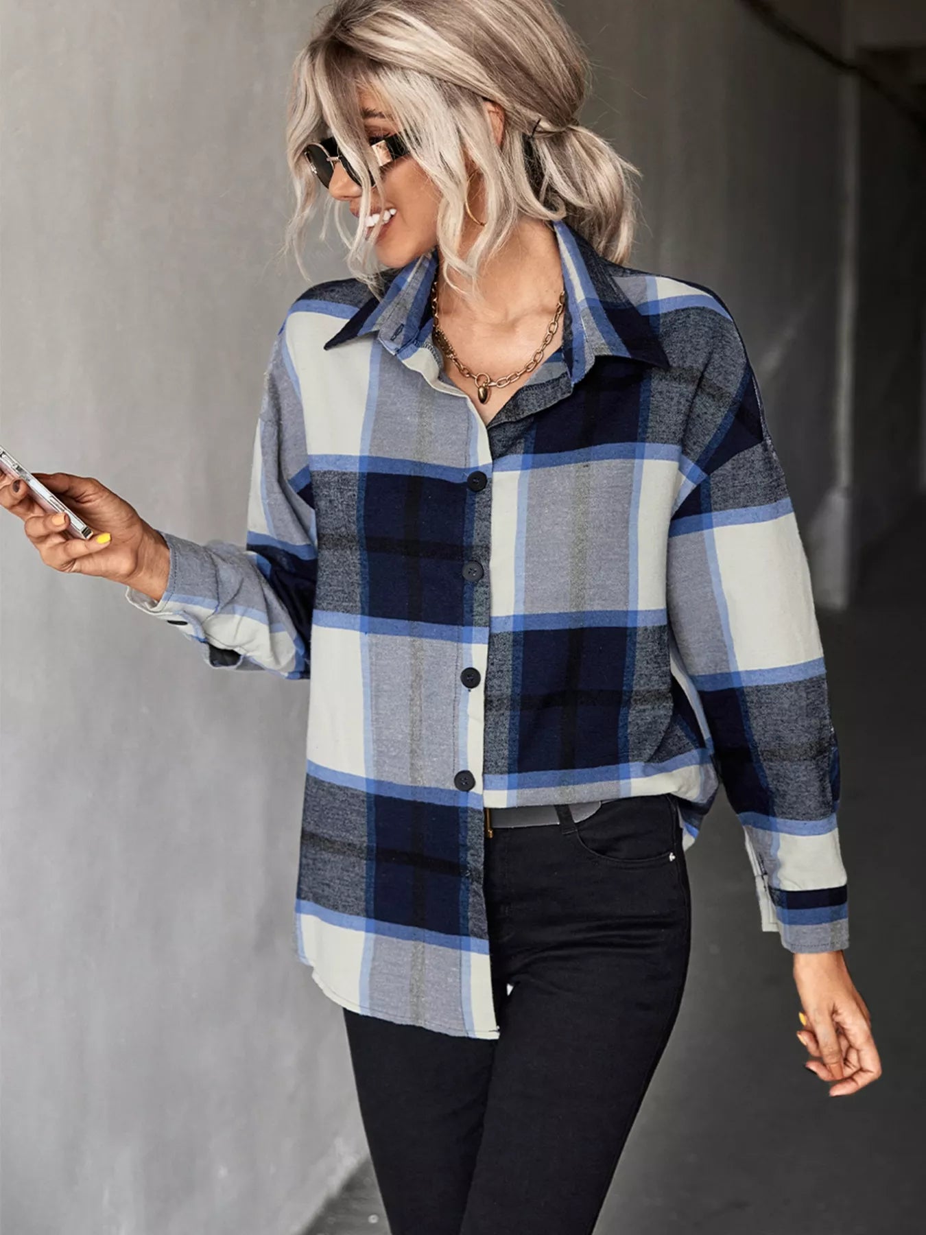 Plaid Button-Down Long Sleeve Shirt styling — Livostyle
