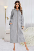 Zip Front Hooded Night Dress with Pockets — Livostyle