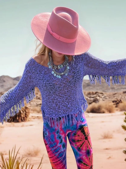 Tassel Boat Neck Knit Cover Up — Livostyle