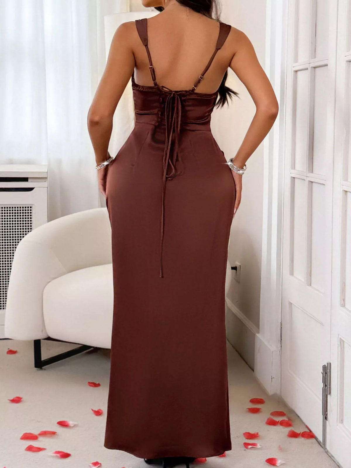 Wide Strap Satin Maxi Dress – photo 2