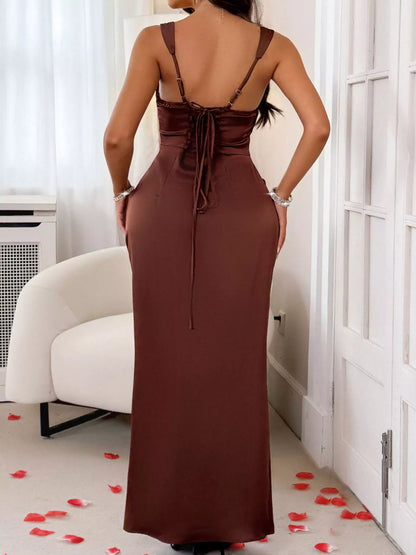 Wide Strap Satin Maxi Dress – photo 2