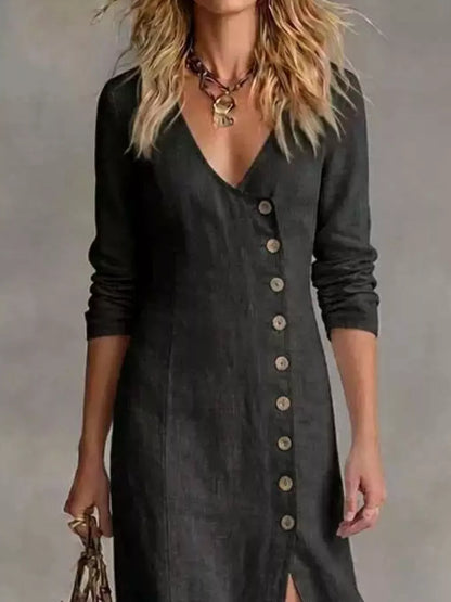 Slit Button-Down Midi Dress – photo 2