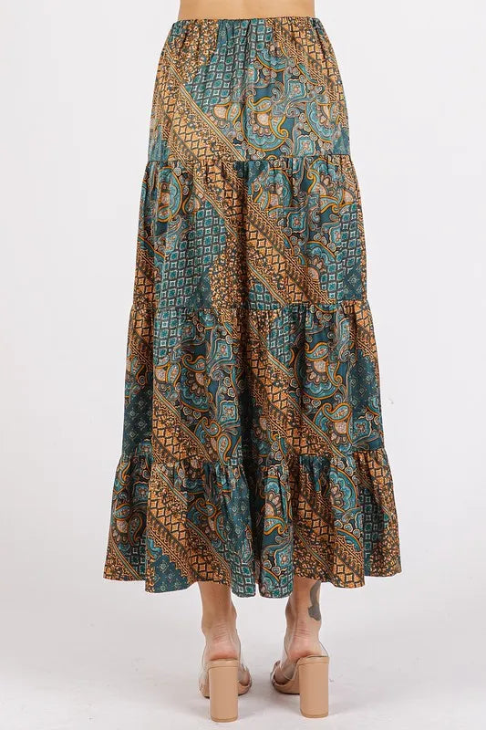 Paisley Patchwork Print Satin Maxi Skirt – photo 2