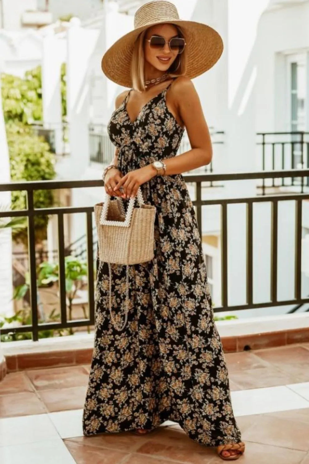 Printed Smocked Ruched Spaghetti Strap Maxi Dress – photo 6