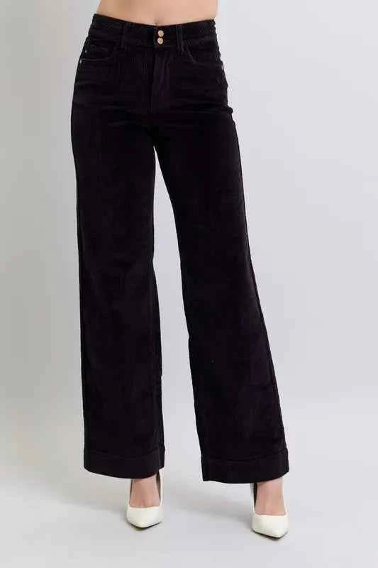 Judy Blue Full Size High Waist Corduroy Trouser Wide Plus Size