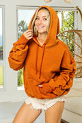 Stylish Ruched Fleece Hoodie with Long Sleeves — Livostyle