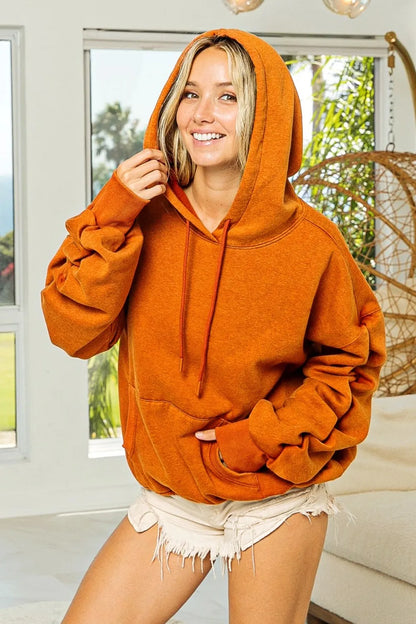 Stylish Ruched Fleece Hoodie with Long Sleeves — Livostyle