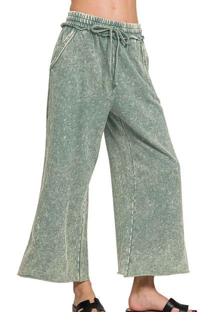 Washed French Terry Palazzo With Pockets — Livostyle