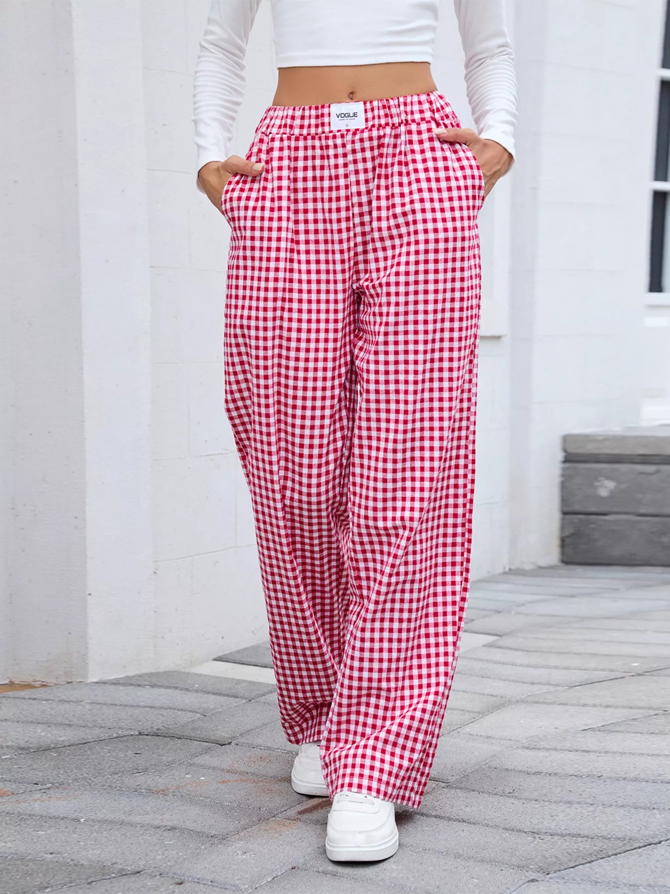 Plaid Wide Leg Casual Pants — Livostyle