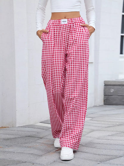 Plaid Wide Leg Casual Pants — Livostyle
