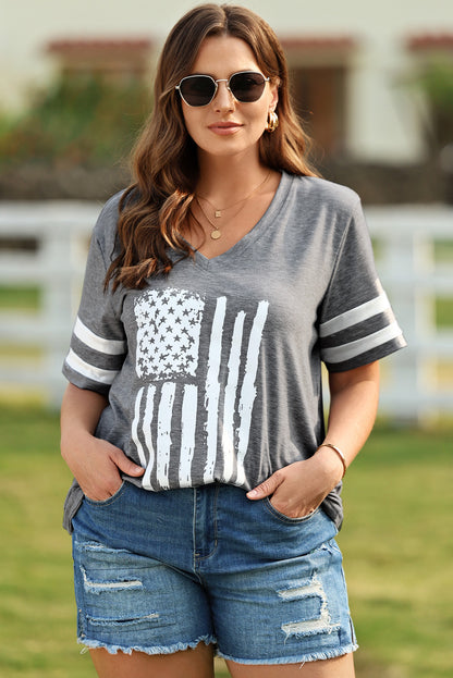 US Flag Graphic V-Neck Tee – Plus Size – photo 2
