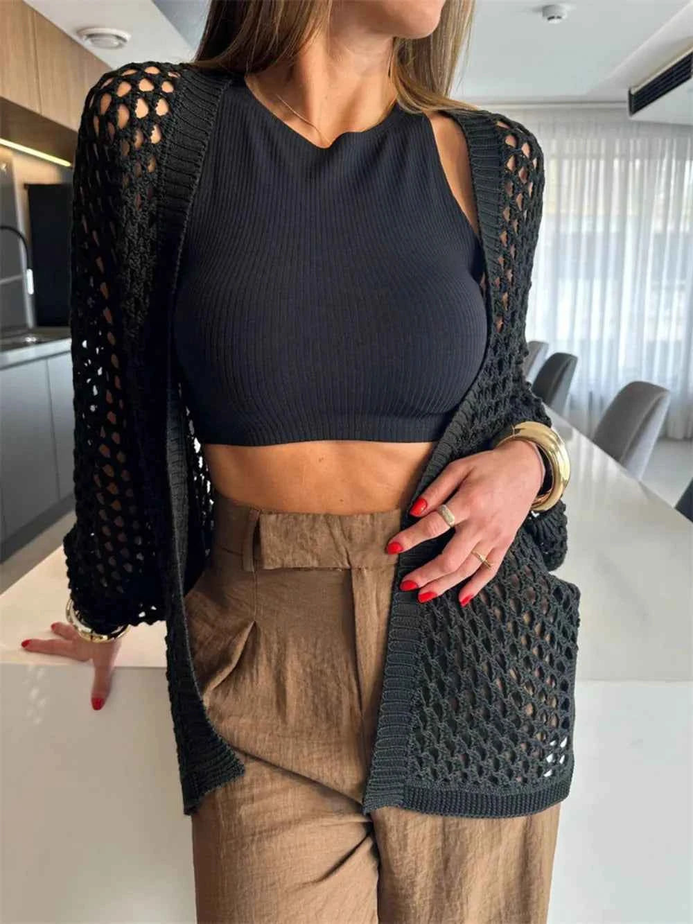 Hollow Out Open Front Cover-Up