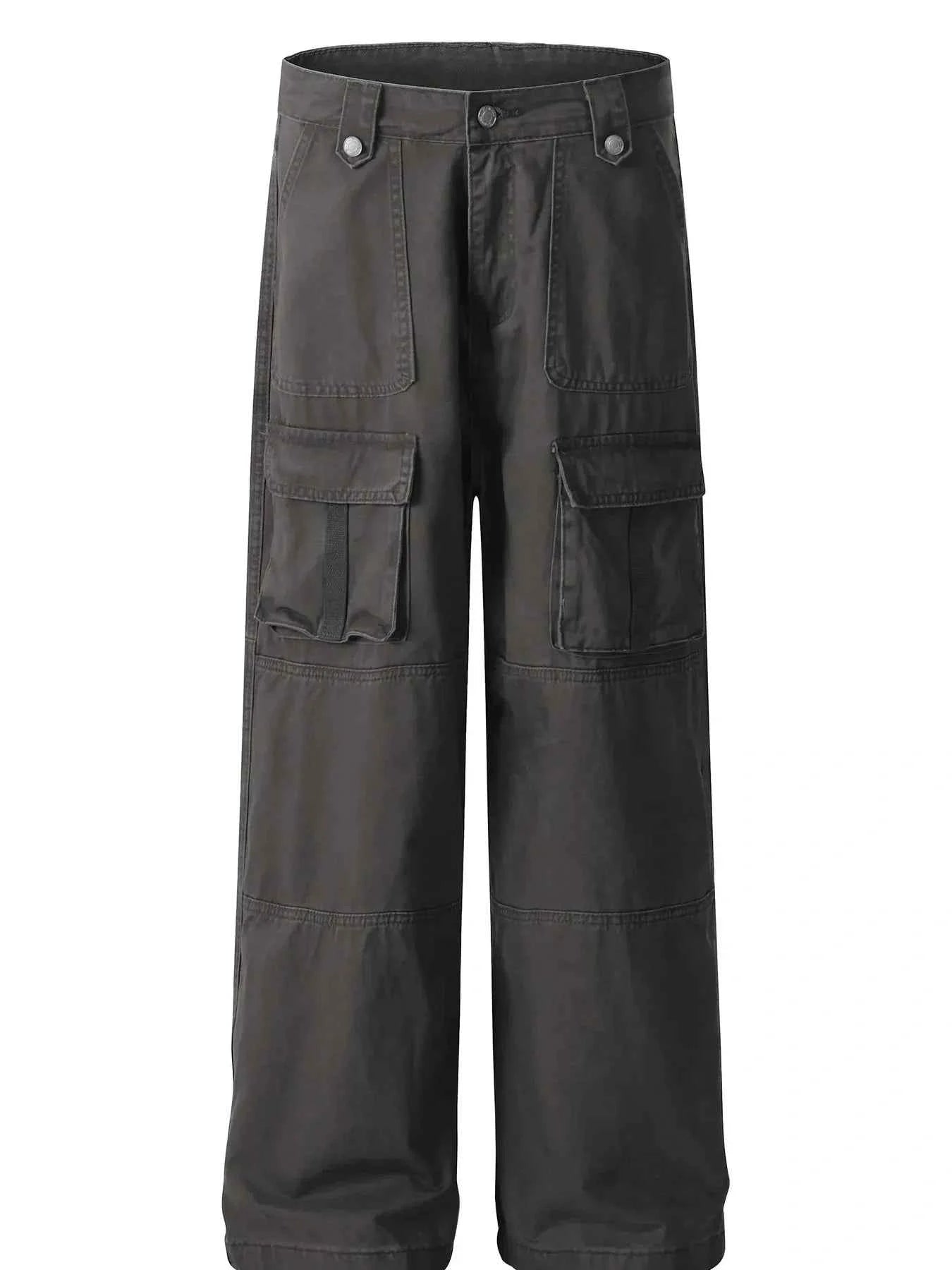 Men's Casual Cargo Wide Leg Pants with Multiple Pockets