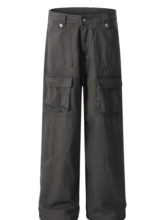 Men's Casual Cargo Wide Leg Pants with Multiple Pockets