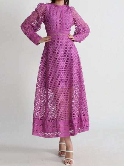 Lace Cutout Long Sleeve Midi Dress – photo 2