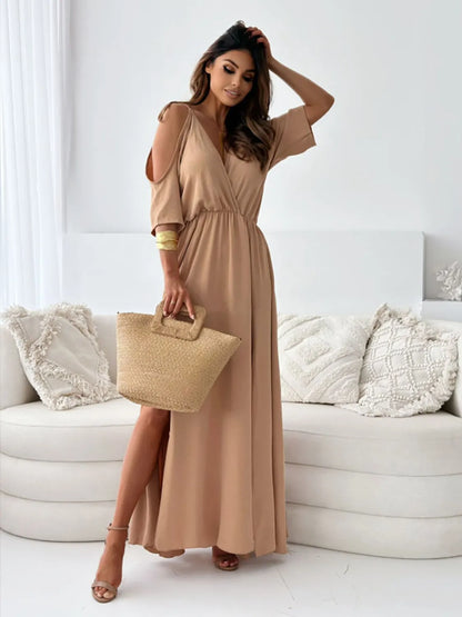 Tied Shoulder Slit Maxi Dress – photo 8