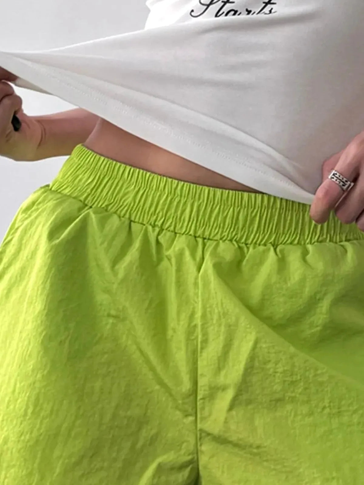 Elastic Waist Active Shorts — detail view — Livostyle