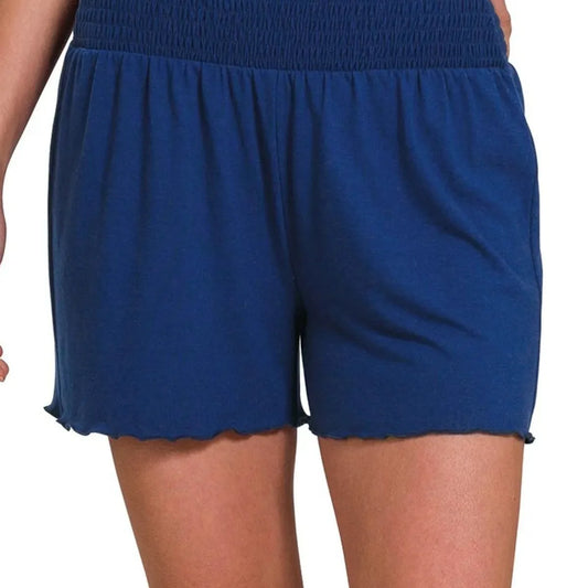 Elastic Waist Smocked Shorts — square view — Livostyle