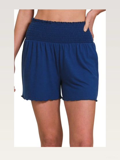 Elastic Waist Smocked Shorts — styled showcase — Livostyle
