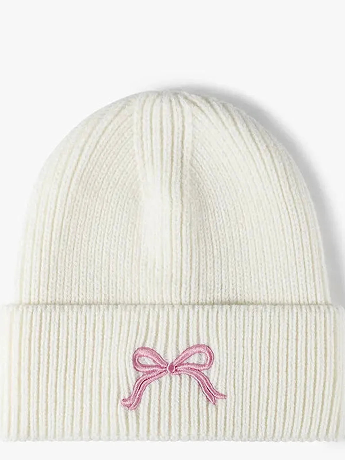 Embroidered Bow Knit Hat — detail view — Livostyle